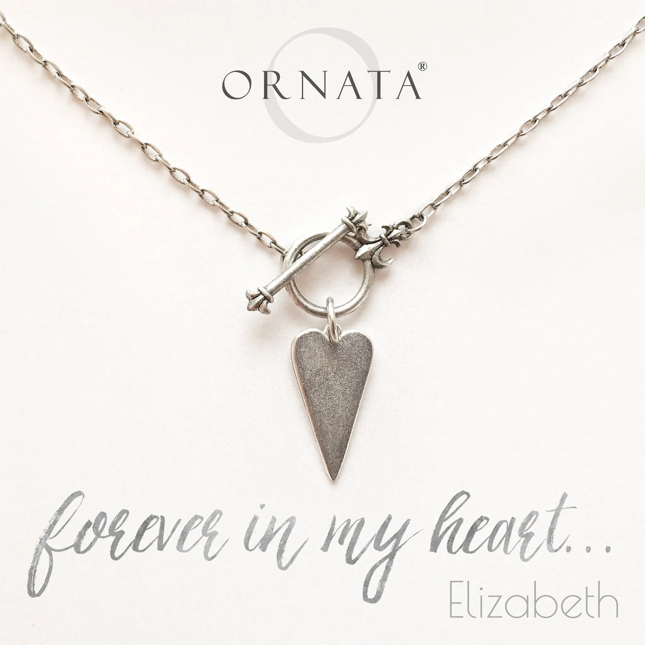 “Forever in My Heart” Toggle Heart Silver Plated Necklace