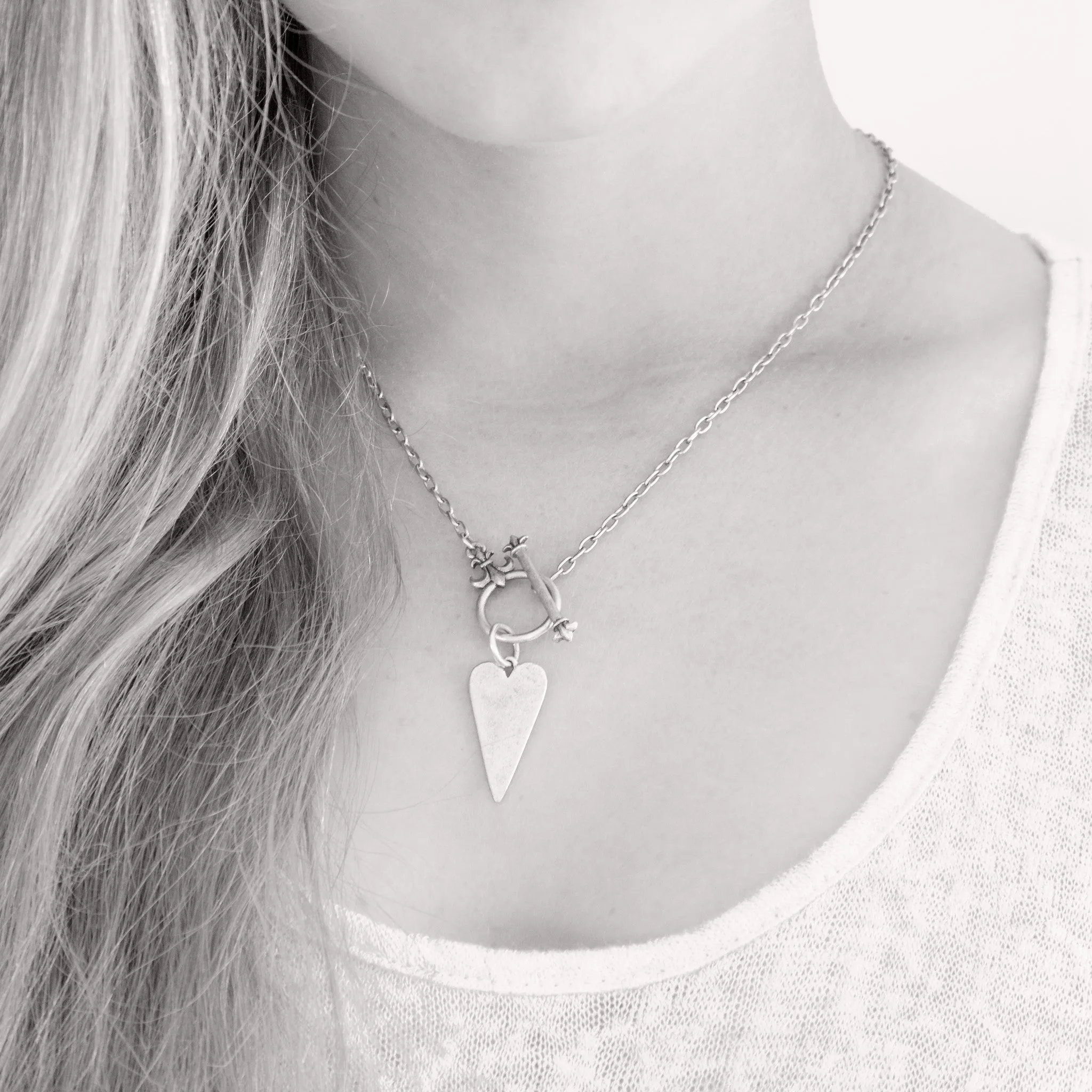 “Forever in My Heart” Toggle Heart Silver Plated Necklace