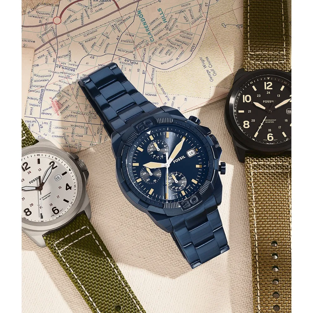 Fossil Bronson Men's Chronograph Navy Stainless Steel Watch