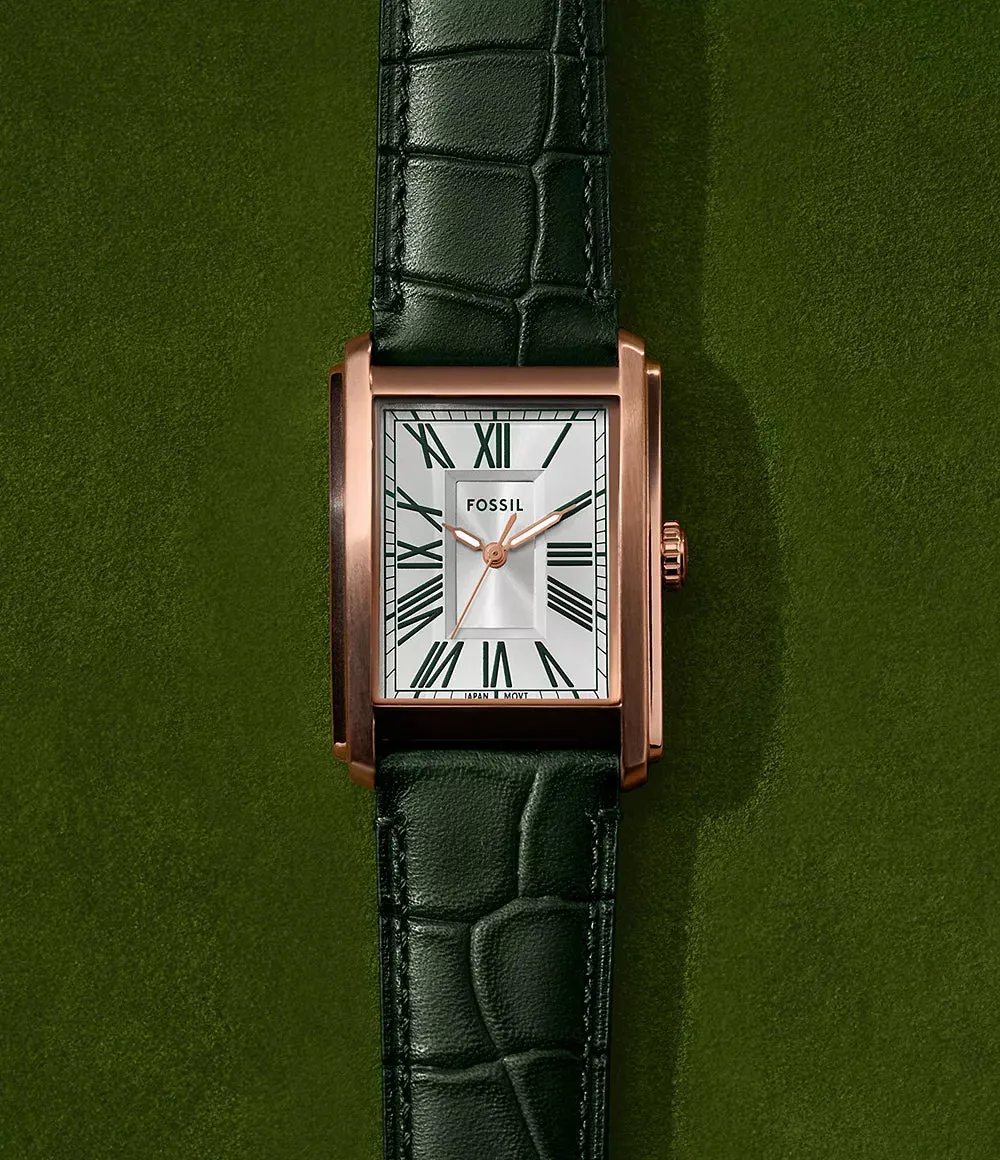 Fossil Carraway Gents Three-Hand Green Croco LiteHide™ Leather Watch