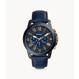 Fossil Grant Men's Chronograph Navy Leather Watch