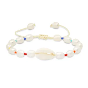 Fresh Water Pearl and Shell Rainbow Beaded Bracelet