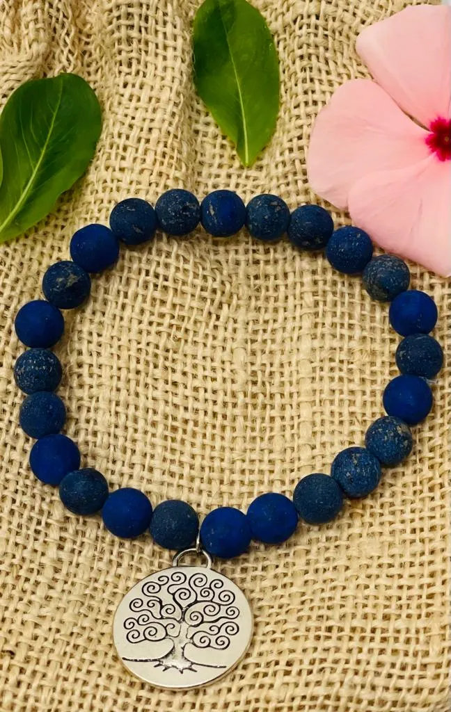 Frosted Gemstone Tree of Life Bracelet
