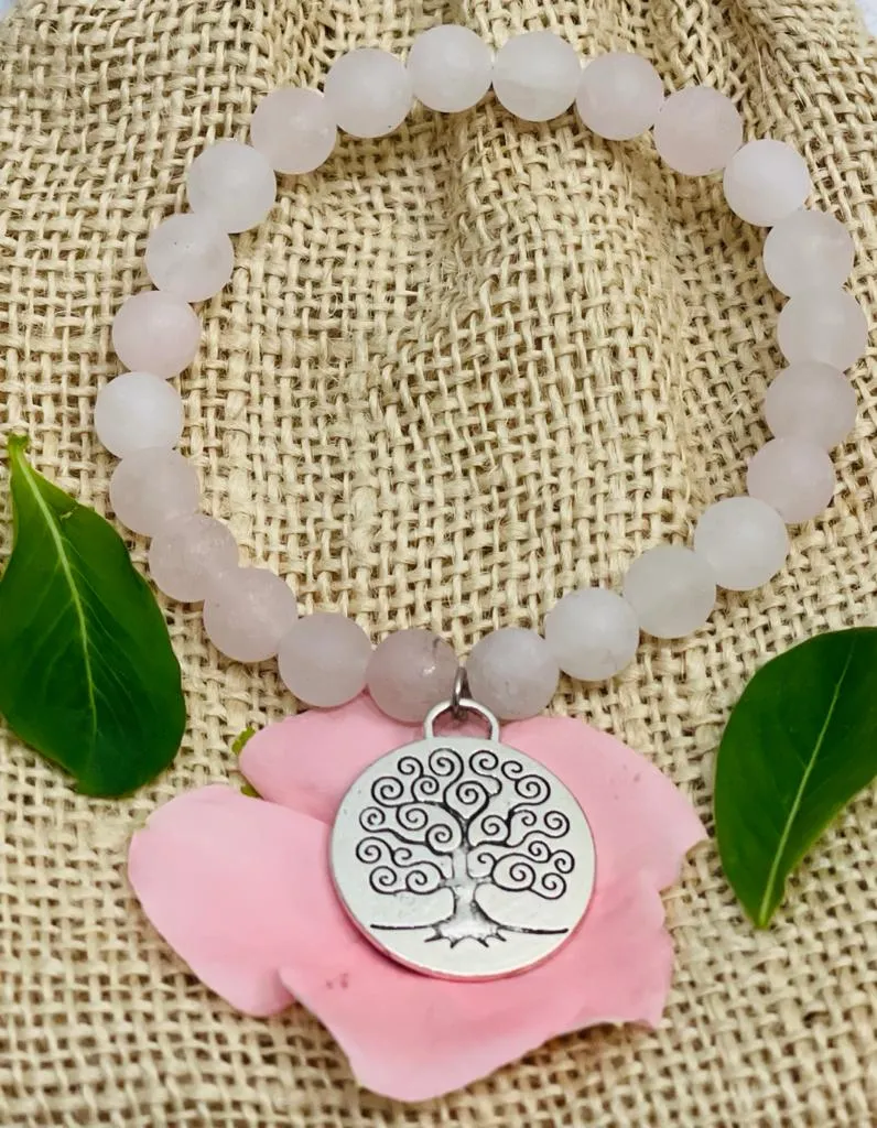 Frosted Gemstone Tree of Life Bracelet
