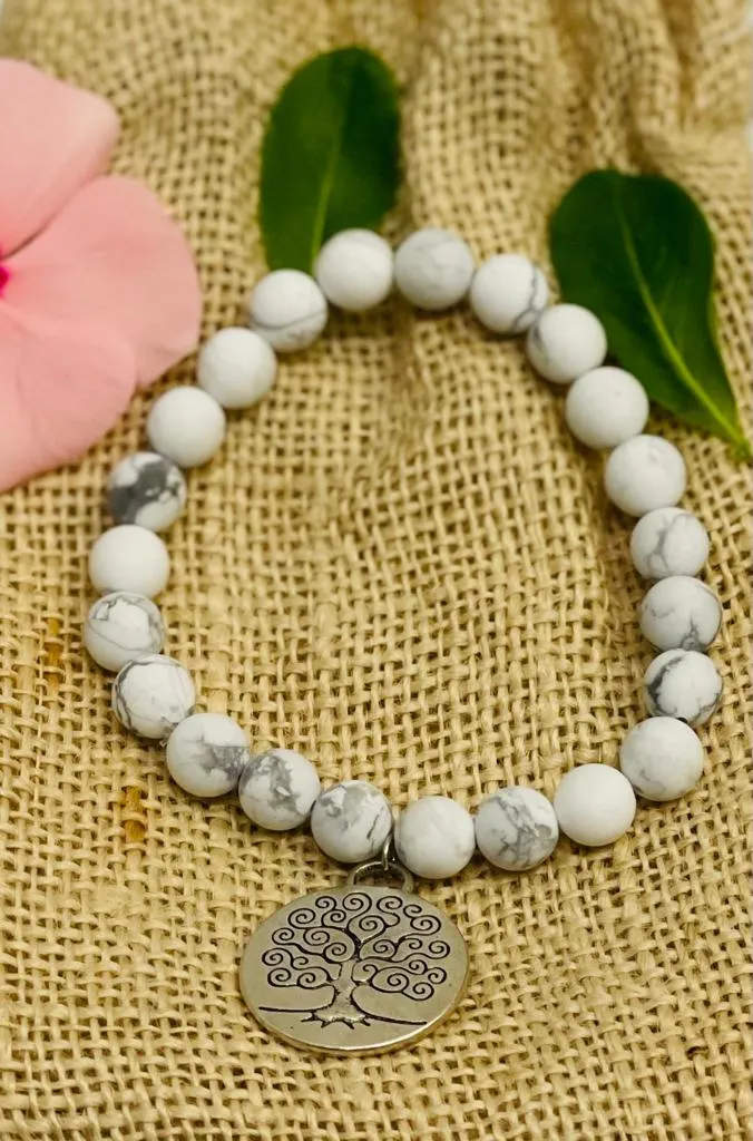 Frosted Gemstone Tree of Life Bracelet