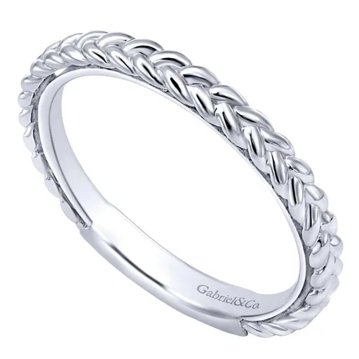 Gabriel & Co 14K White Gold Braided Stackable Band