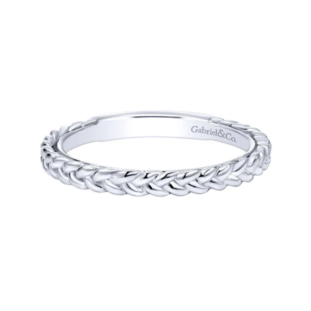 Gabriel & Co 14K White Gold Braided Stackable Band