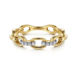 Gabriel & Co. Diamond Link Chain Ring