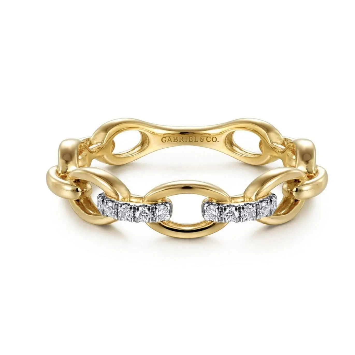 Gabriel & Co. Diamond Link Chain Ring