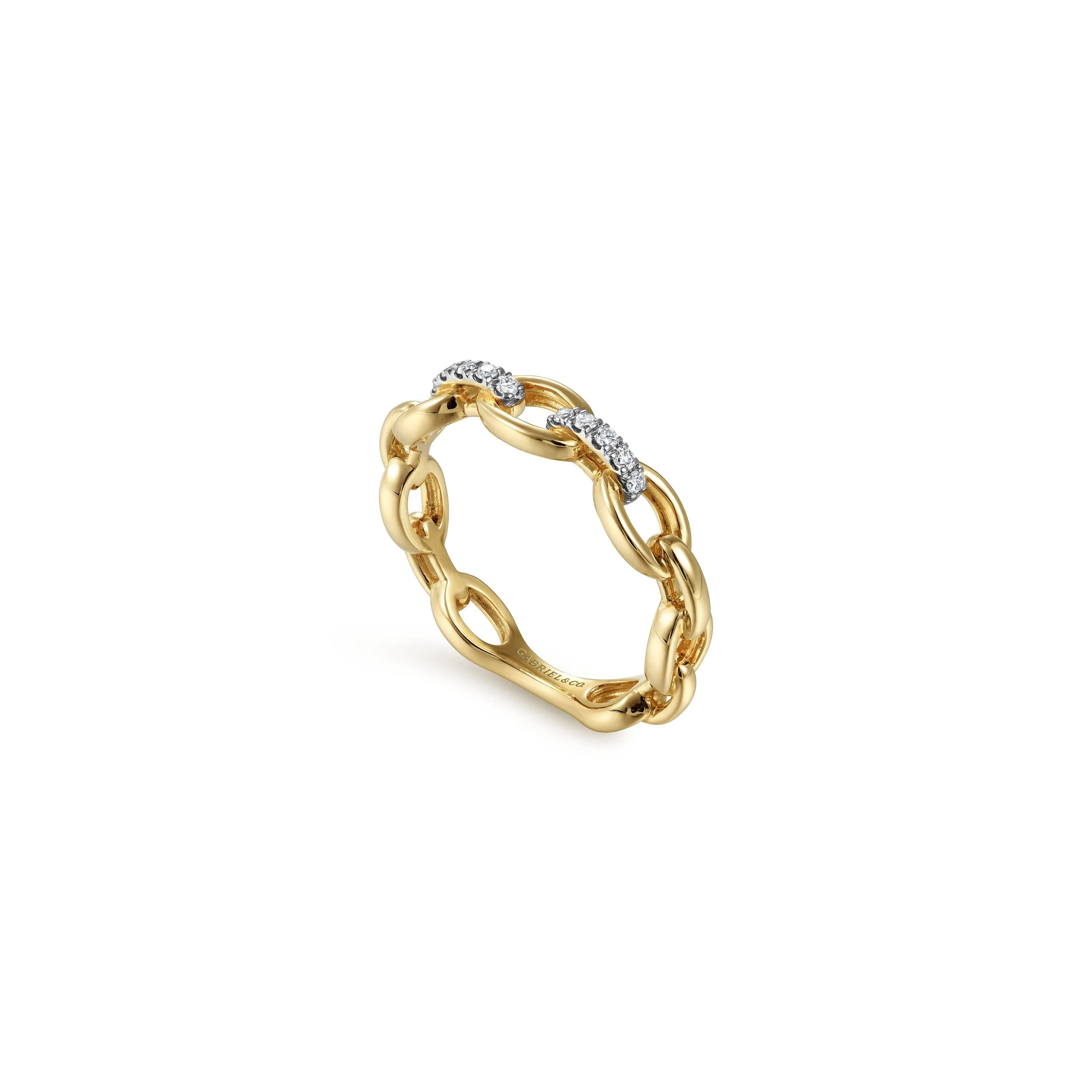 Gabriel & Co. Diamond Link Chain Ring