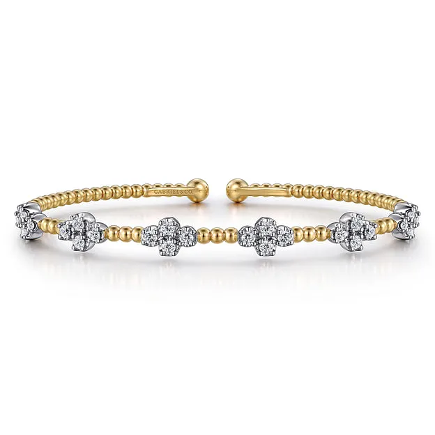 Gabriel & Co. White-Yellow Gold Bangle Bracelet