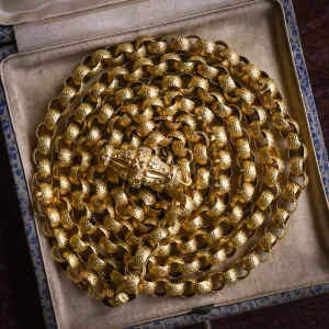 Georgian 15k Gold Star Link Guard Chain, 44"