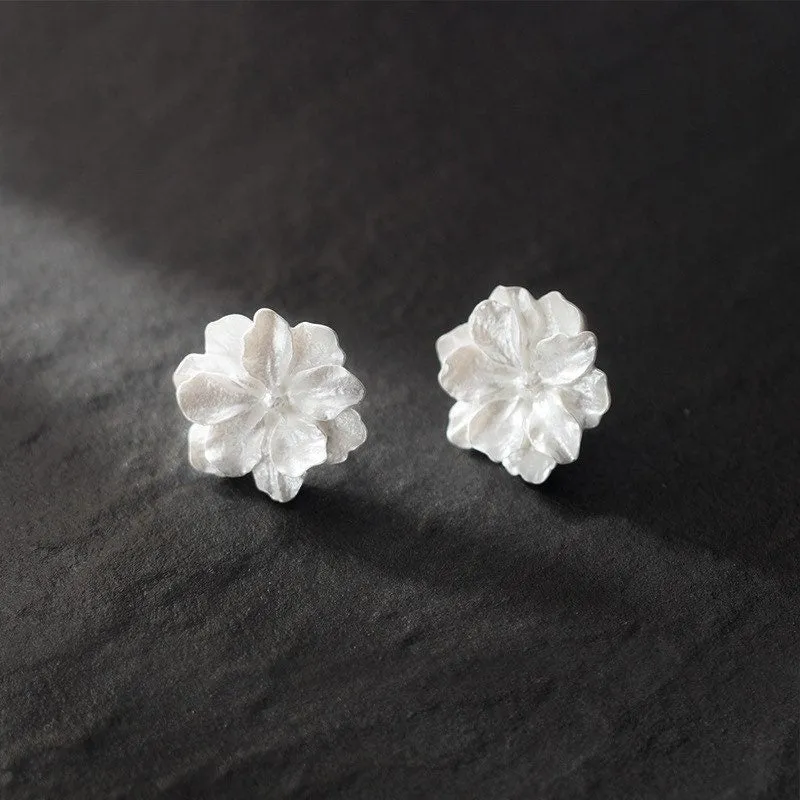 Giant Milk White Flower Earrings-SS049