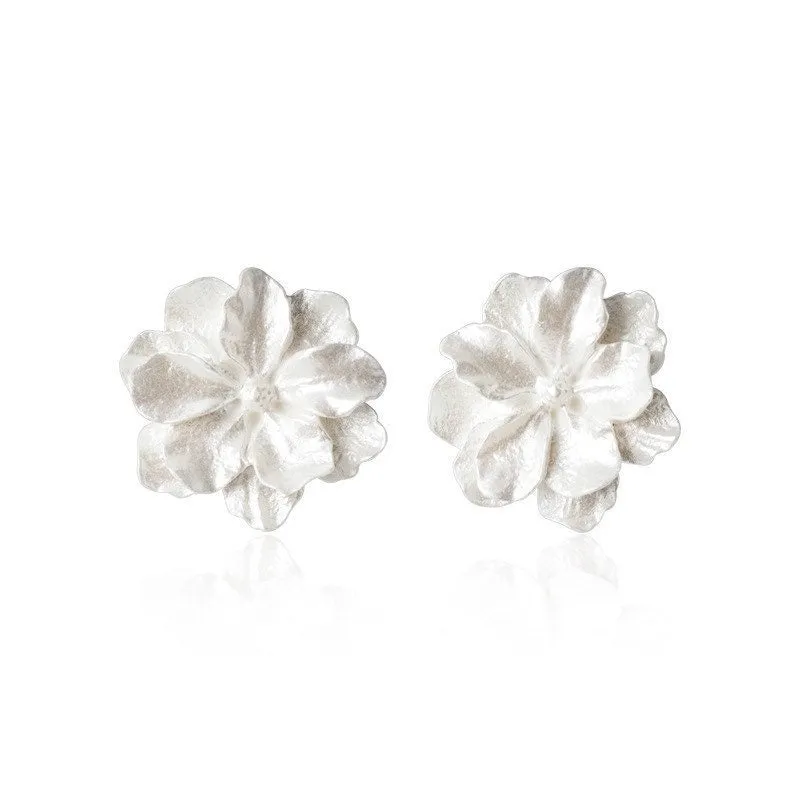 Giant Milk White Flower Earrings-SS049