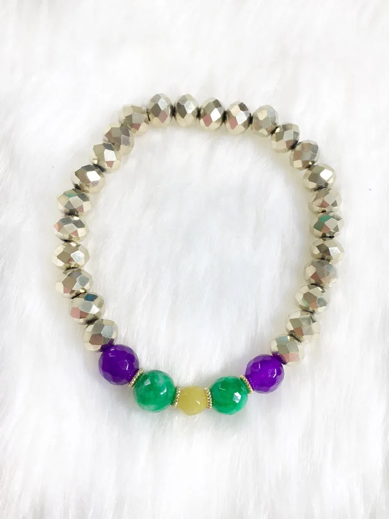 Gold Beaded Mardi Gras Bracelet