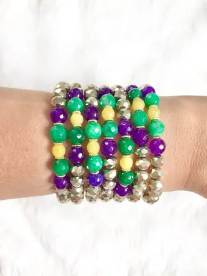 Gold Beaded Mardi Gras Bracelet
