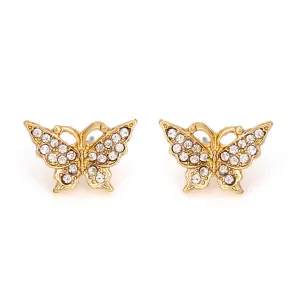 GOLD BUTTERFLY CRYSTAL STUD  EARRINGS #HNE87743GDCR