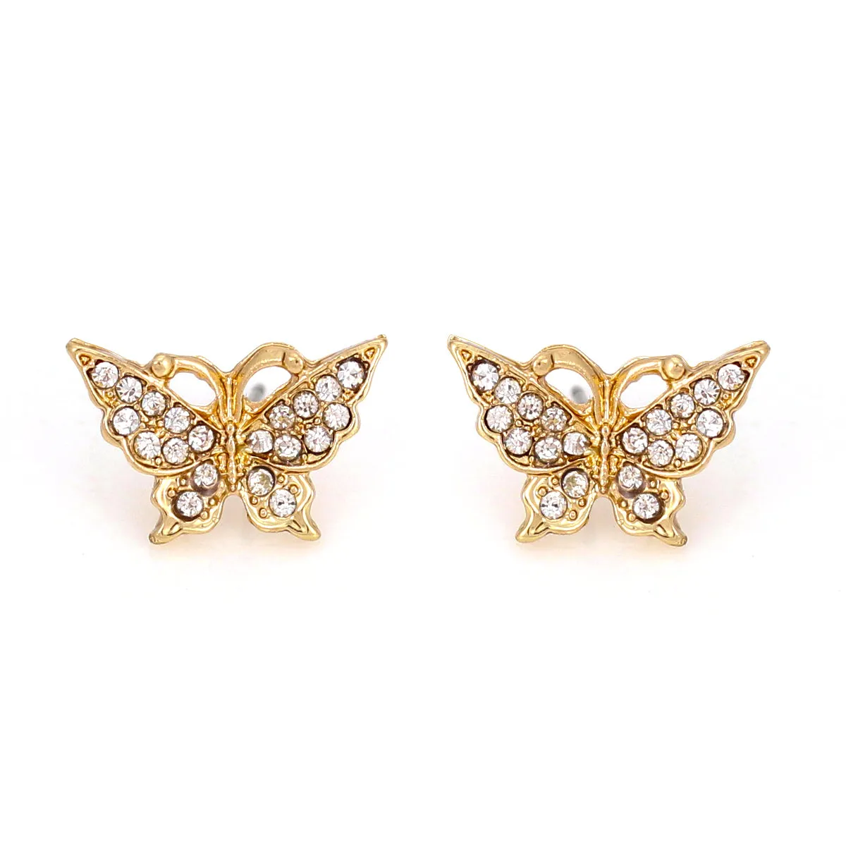 GOLD BUTTERFLY CRYSTAL STUD  EARRINGS #HNE87743GDCR