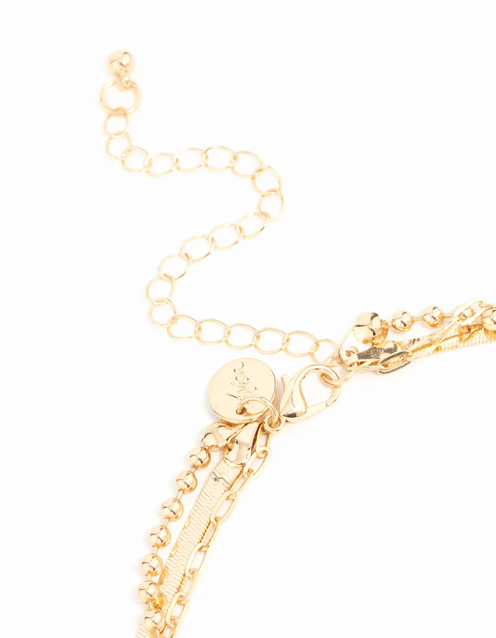 Gold Diamante Pendant Layered Necklace