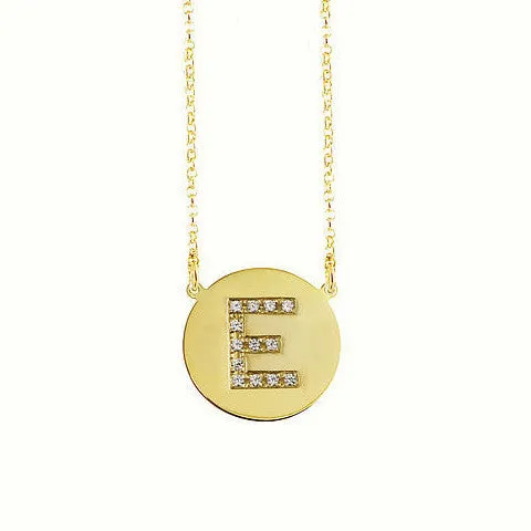 Gold Disc CZ Initial Necklace