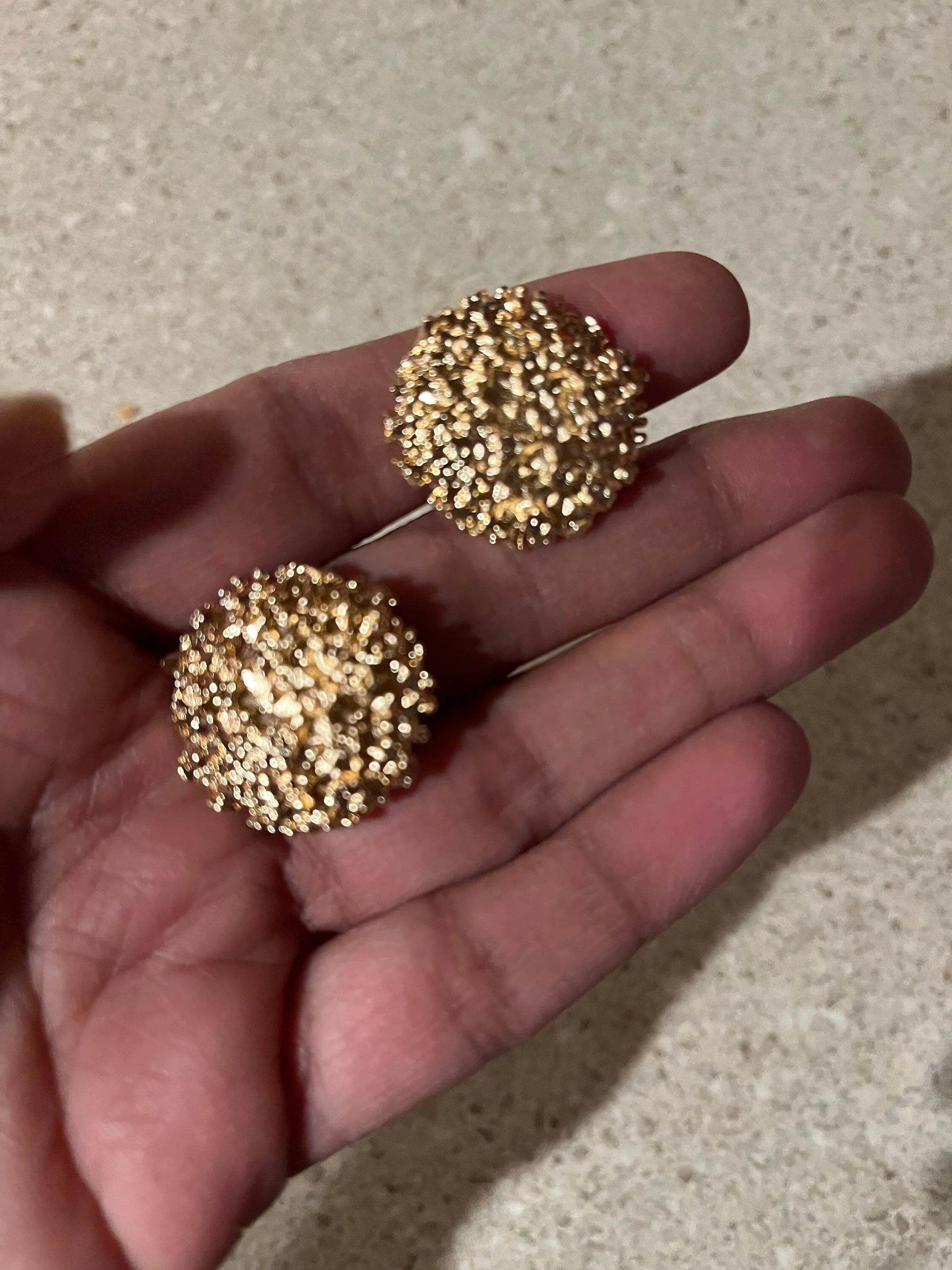 gold dome earrings , gold studs big  , gold stud earring , round gold earrings , chunky gold studs