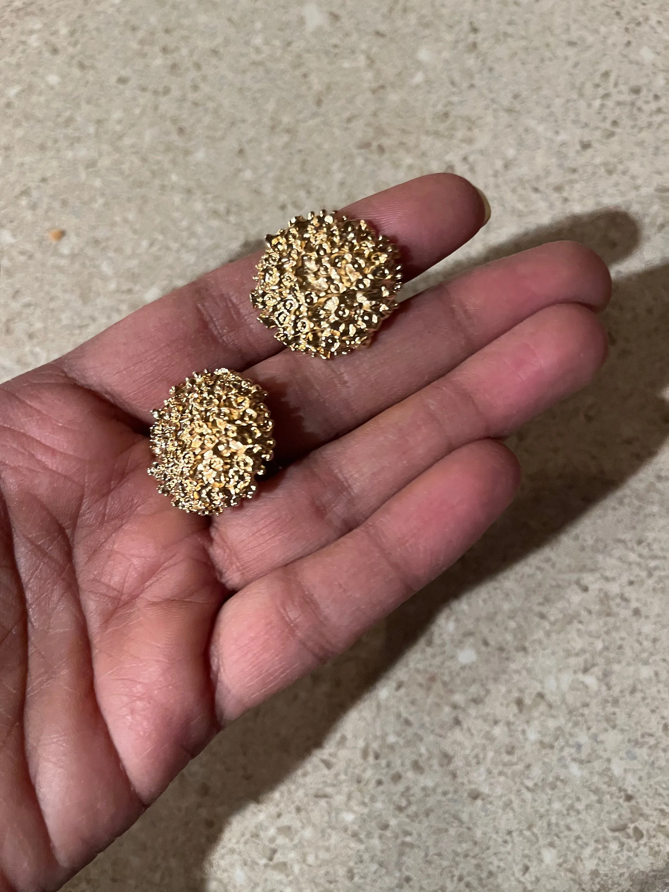 gold dome earrings , gold studs big  , gold stud earring , round gold earrings , chunky gold studs