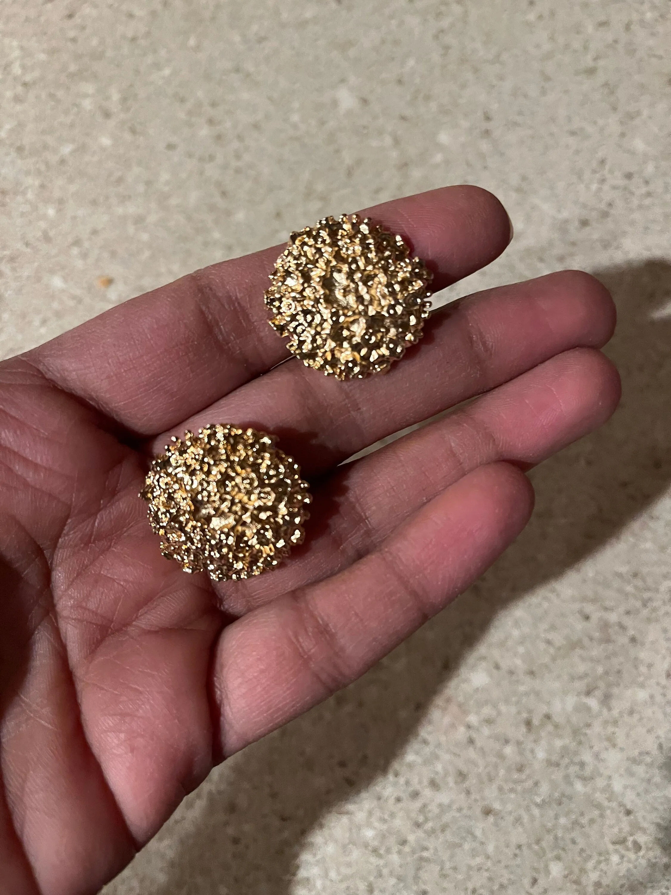 gold dome earrings , gold studs big  , gold stud earring , round gold earrings , chunky gold studs