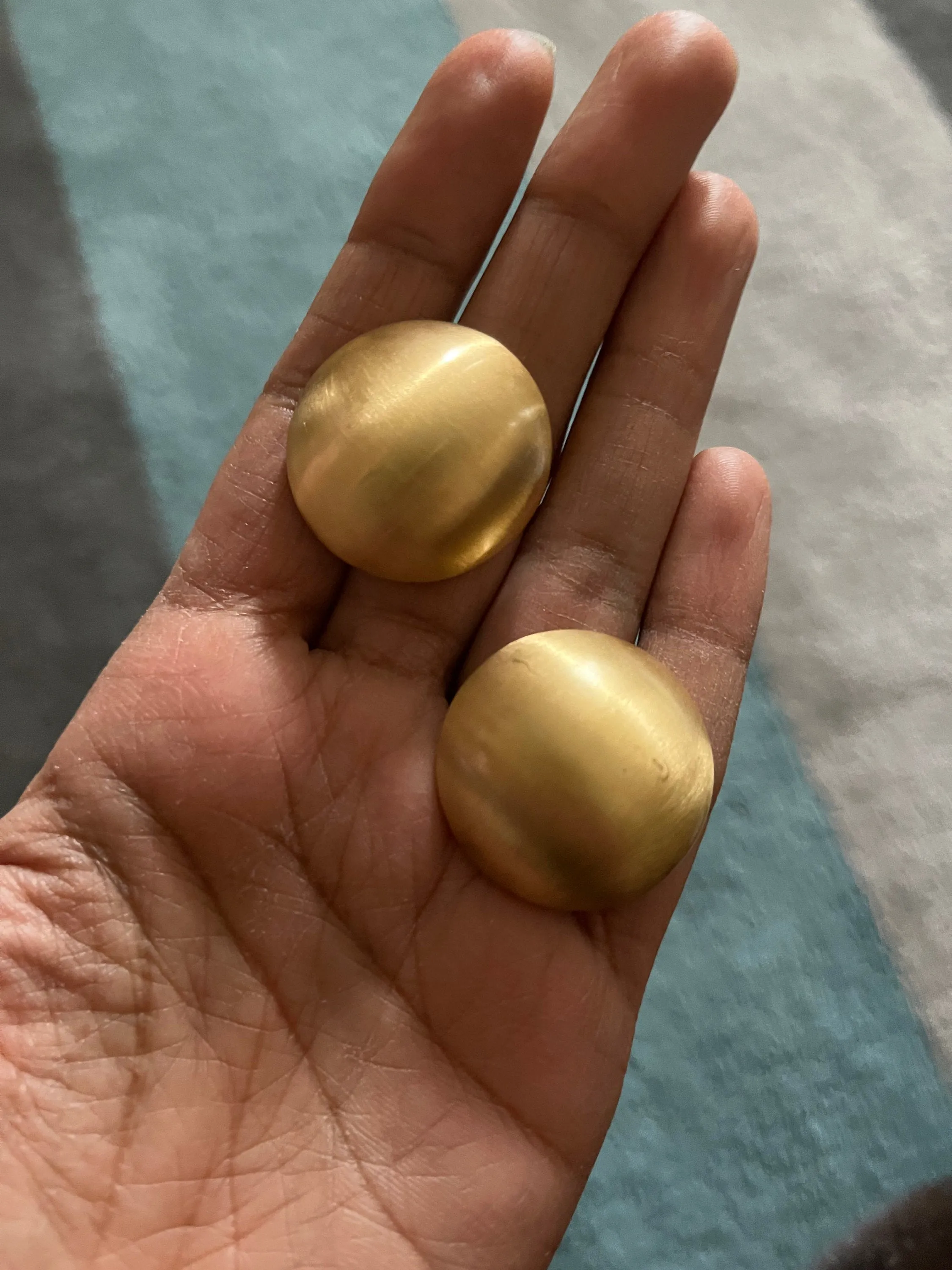 gold earrings , Round gold studs brushed metal earring big 1.1 inch gold stud earring , fat gold earrings , chunky gold studs big