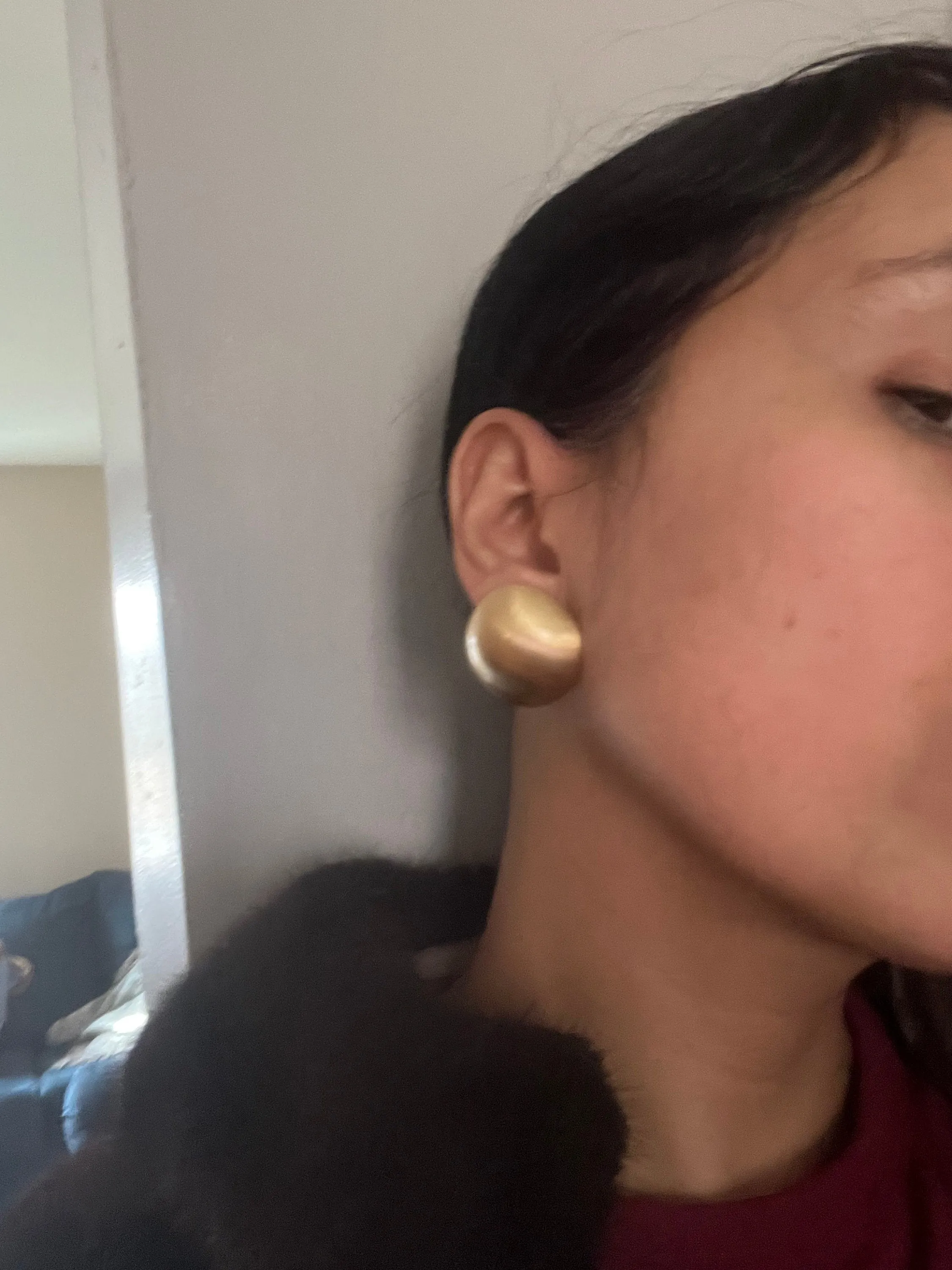 gold earrings , Round gold studs brushed metal earring big 1.1 inch gold stud earring , fat gold earrings , chunky gold studs big