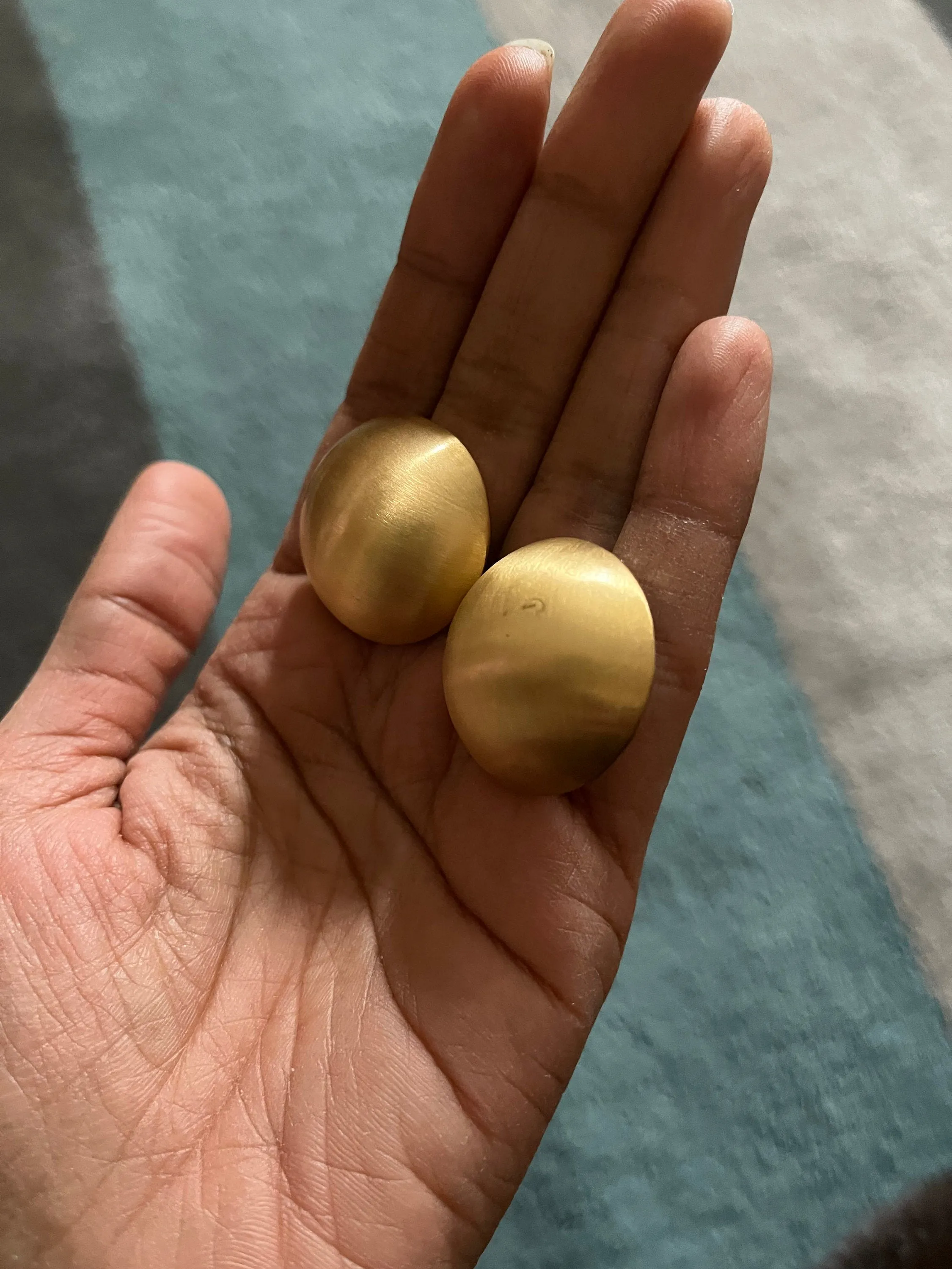 gold earrings , Round gold studs brushed metal earring big 1.1 inch gold stud earring , fat gold earrings , chunky gold studs big