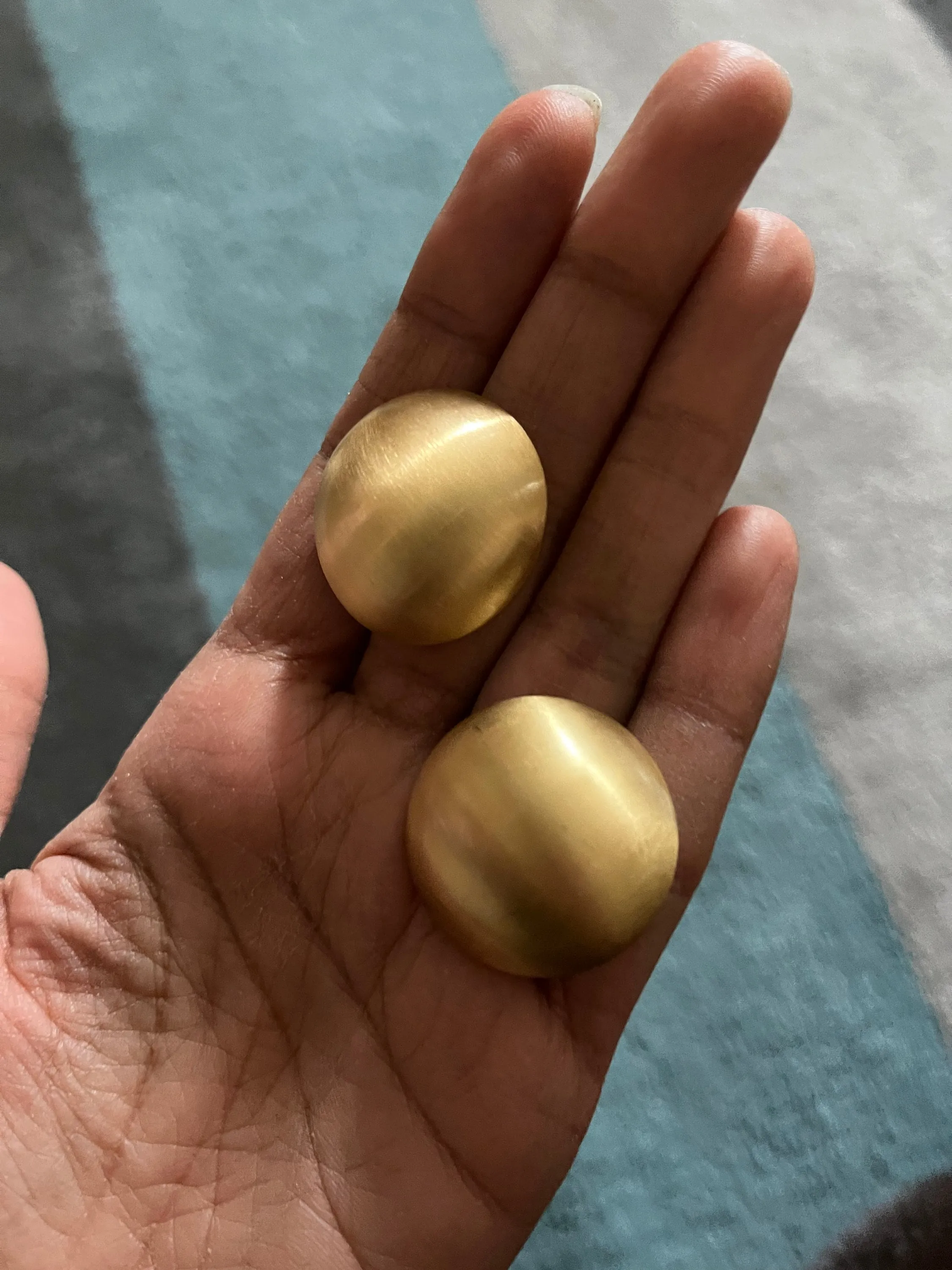 gold earrings , Round gold studs brushed metal earring big 1.1 inch gold stud earring , fat gold earrings , chunky gold studs big