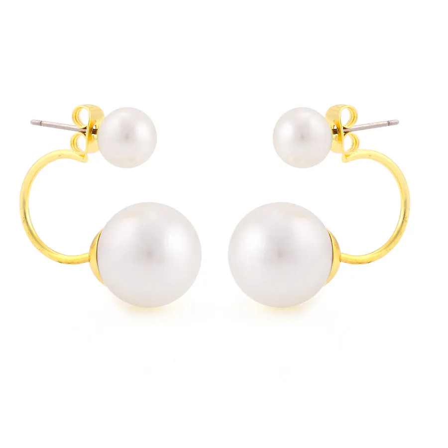 GOLD PEARL STUD EARRINGS #E14559GDPL