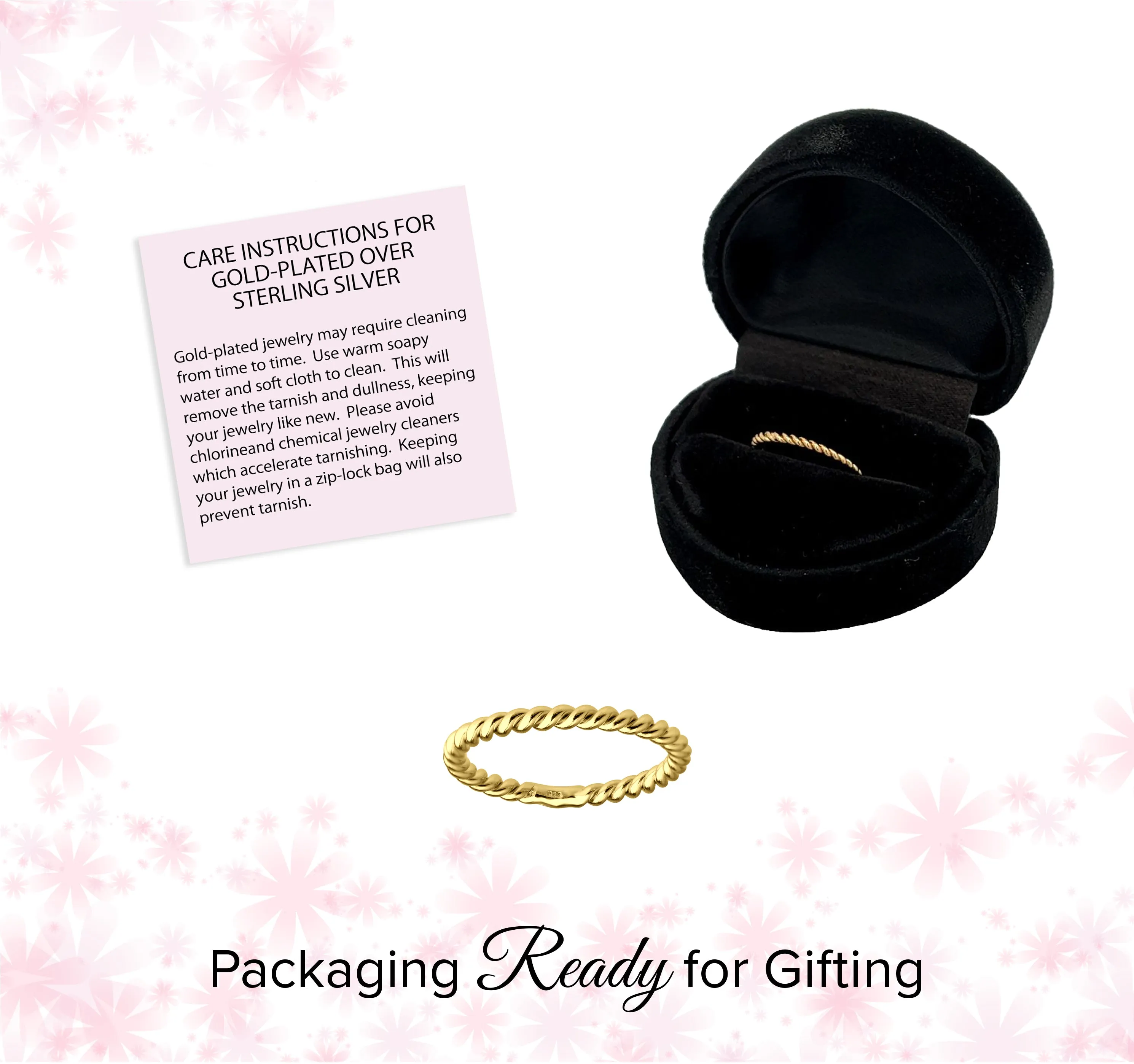 Gold-Plated Twisted Rope Baby Ring for Girls