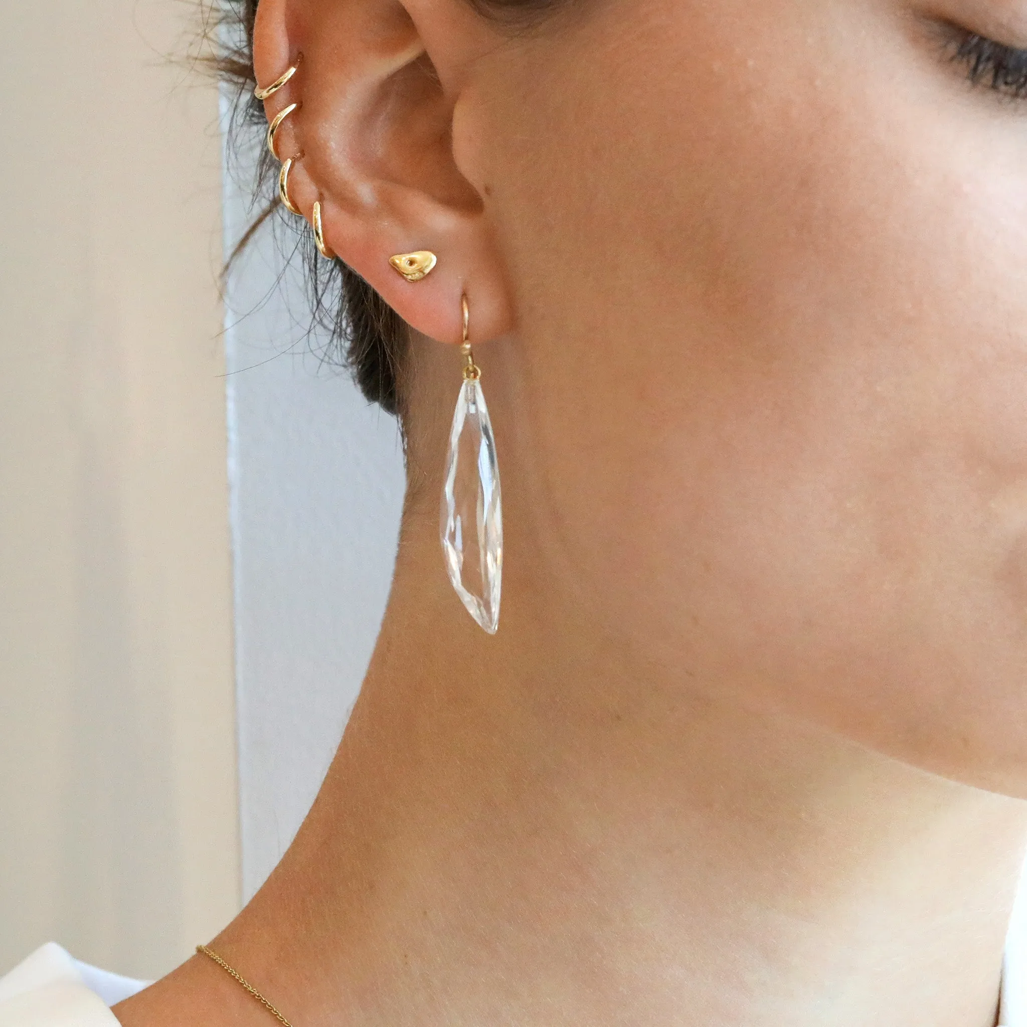 Gold "Ledge" Lucky Stone Stud Earrings