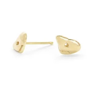 Gold "Ledge" Lucky Stone Stud Earrings