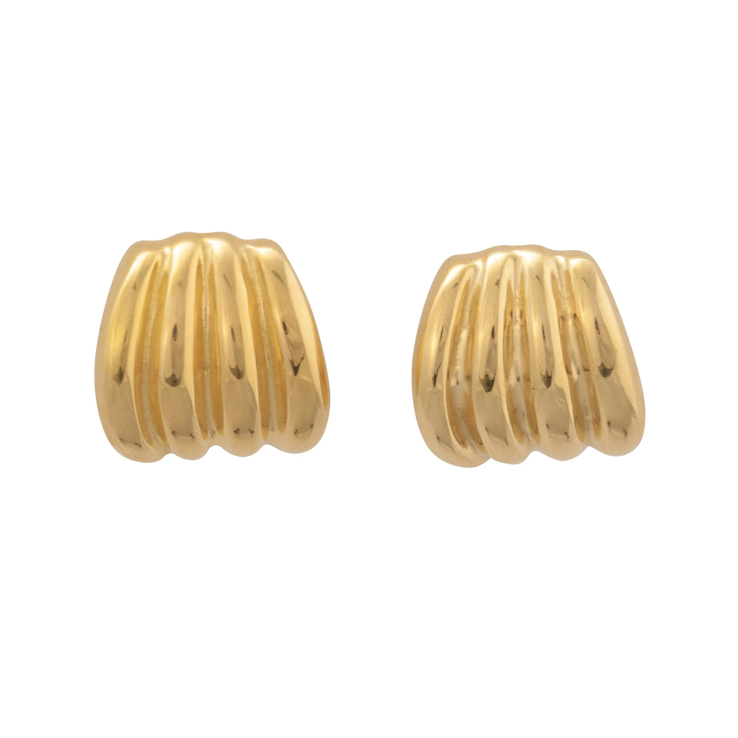 Gold Ripple Stud Earrings