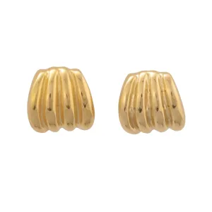 Gold Ripple Stud Earrings