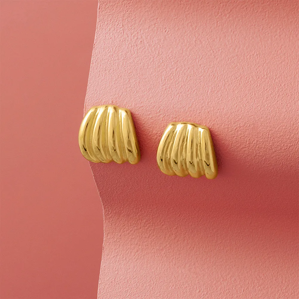 Gold Ripple Stud Earrings