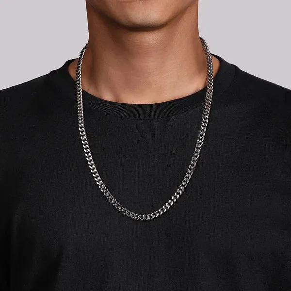 Gold Solid Men's Diamond Cut Cuban Link Chain Necklace