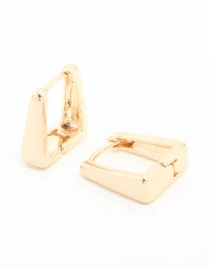 Gold Square Small Huggie Earrings