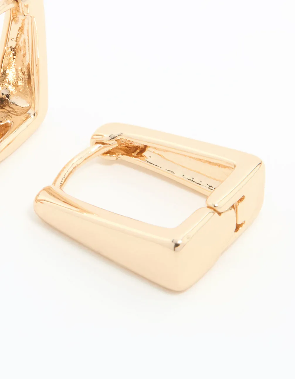 Gold Square Small Huggie Earrings