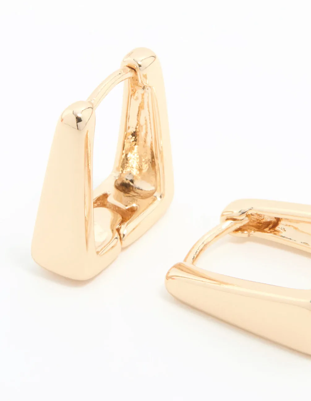 Gold Square Small Huggie Earrings