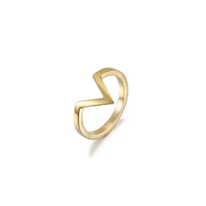 Gold V-Shape Geometric Stackable Rings for Women
