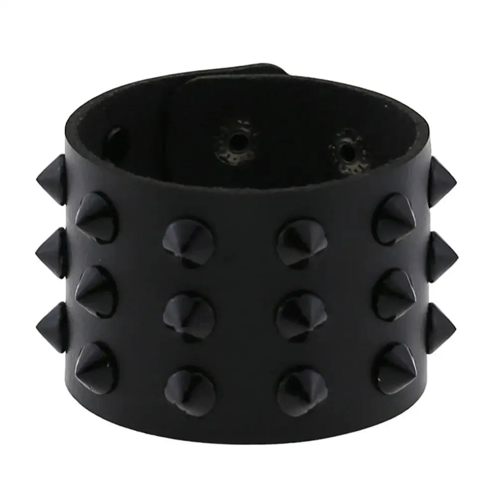 Gothic Spike Rivets Leather Wristband