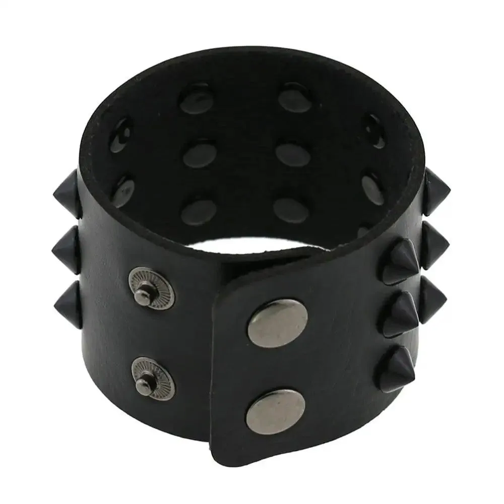 Gothic Spike Rivets Leather Wristband