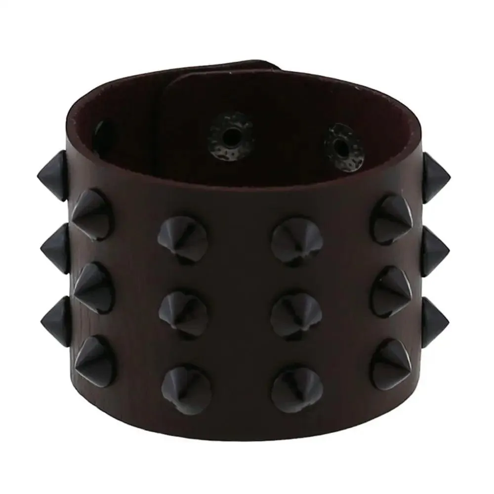 Gothic Spike Rivets Leather Wristband