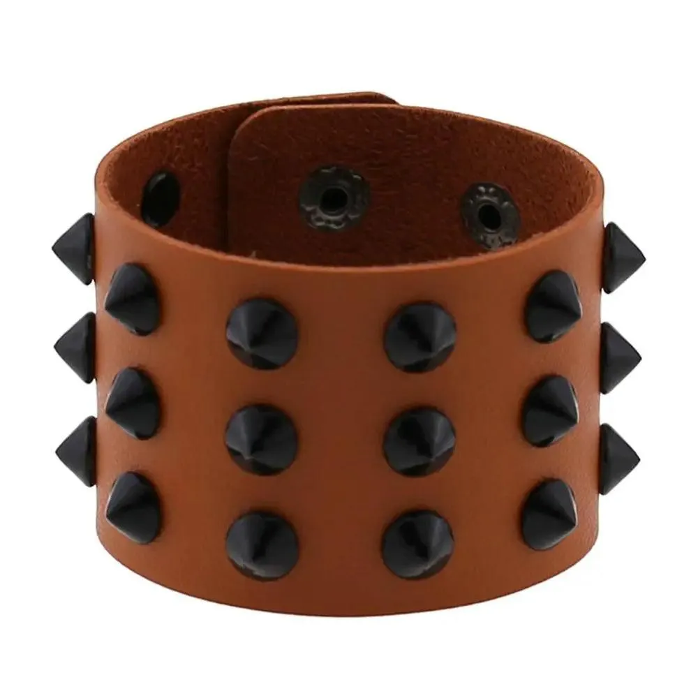 Gothic Spike Rivets Leather Wristband