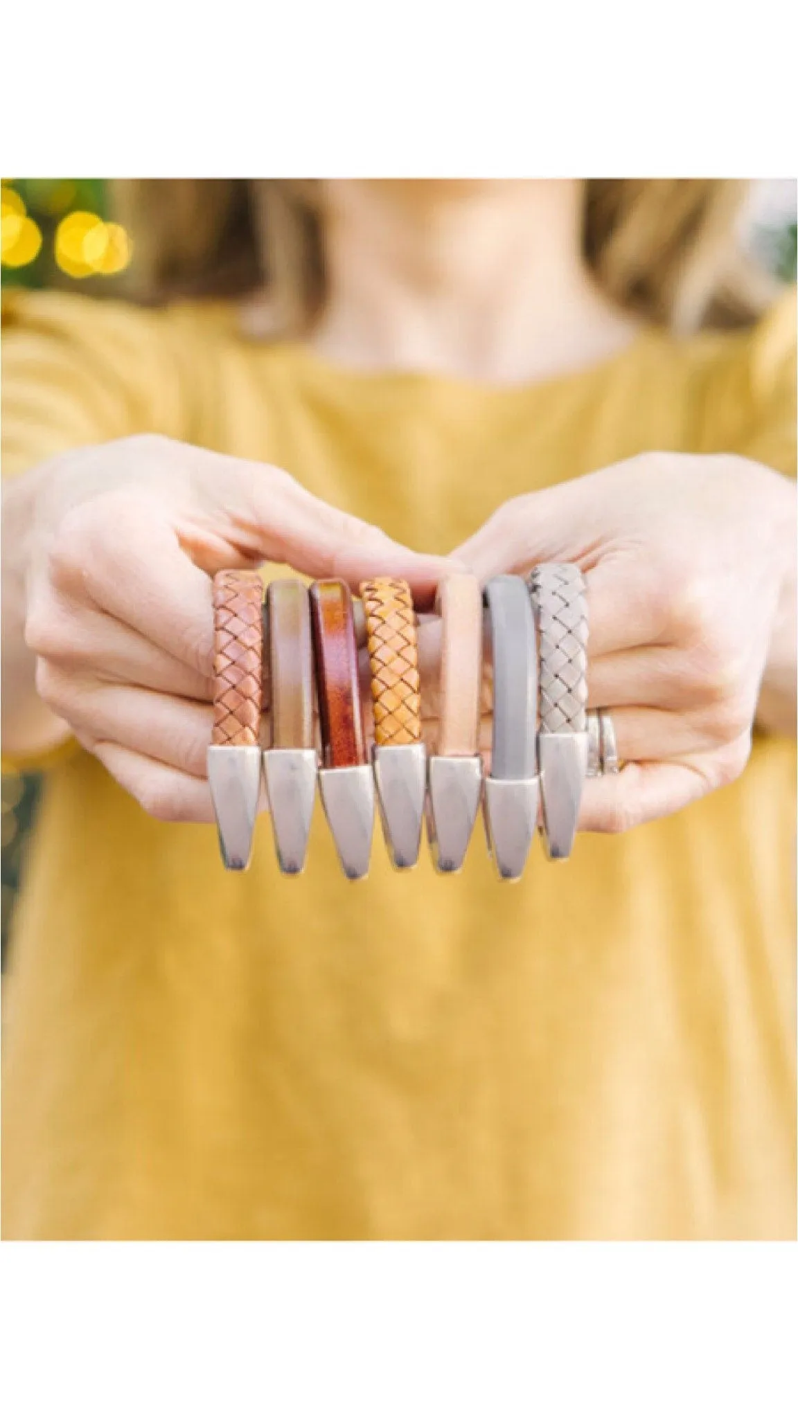 Gray Thick Braided Leather Cuff Bracelet for Women with Silver Half Cuff Magnetic Clasp