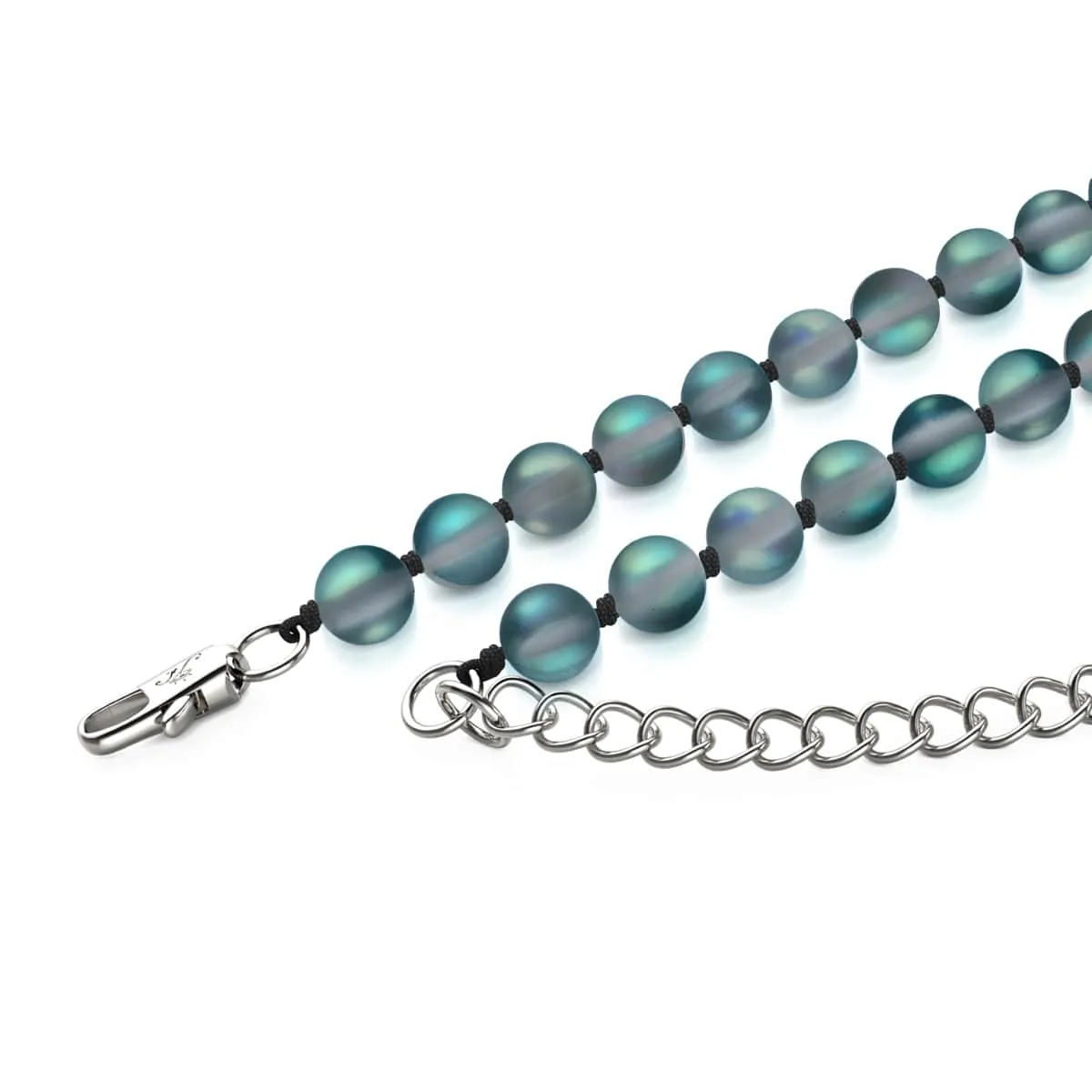 Grey | Silver | Mermaid Glass Knotted Necklace