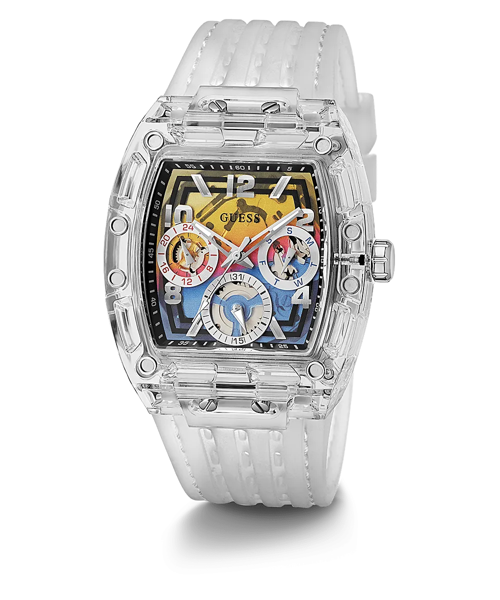 Guess Clear Case Silicone Strap Men's Watch GW0499G3
